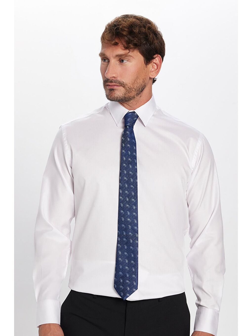 Regular Fit Beyaz Non-Iron Pamuklu Doğa Dostu Ekoteks Belgeli Ütü Gerektirmez Gömlek-5