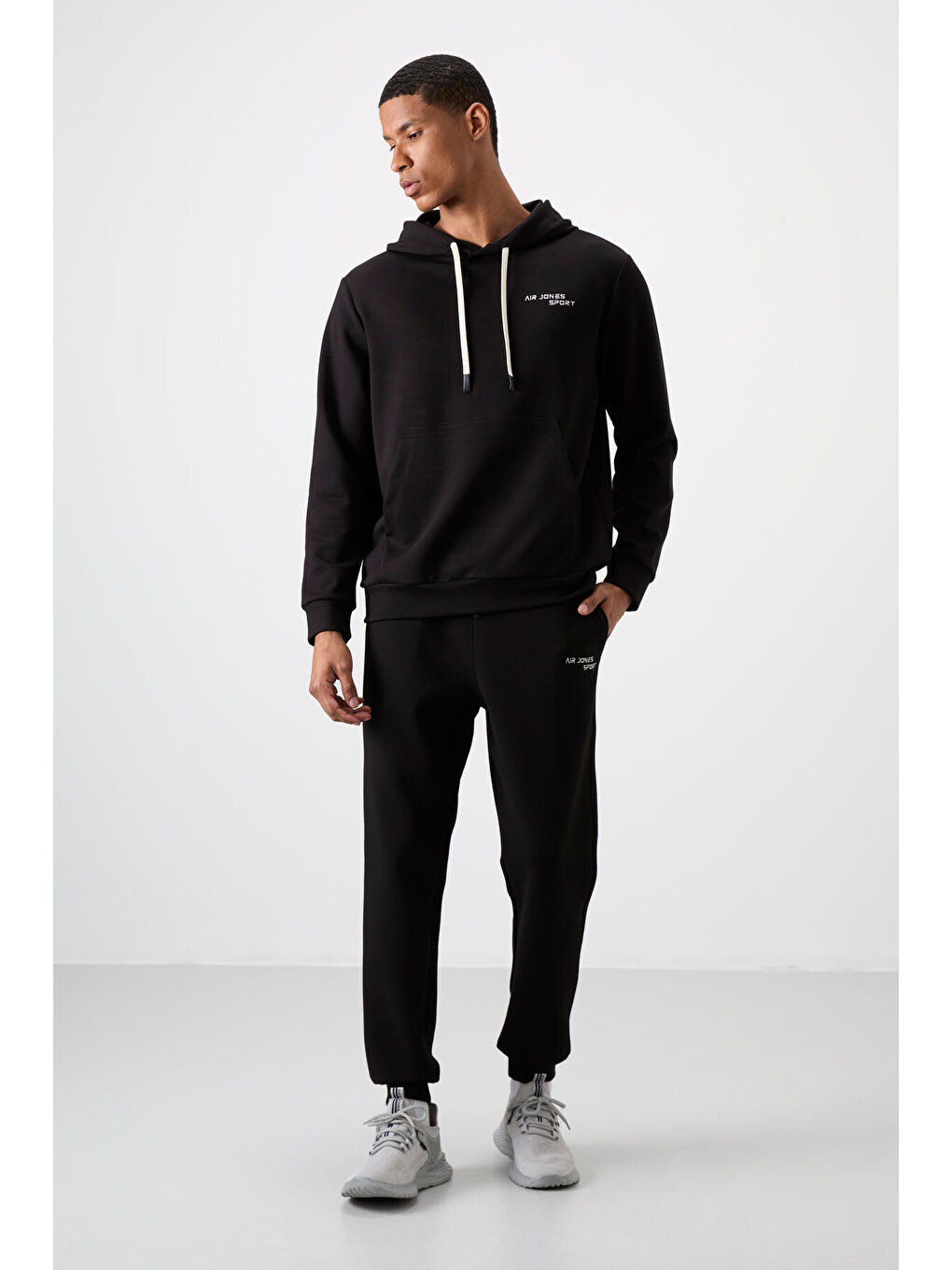 Lila Pamuklu Kalın Yumuşak Dokulu Comfort Fit Nakışlı Erkek Eşofman Takım - 85255