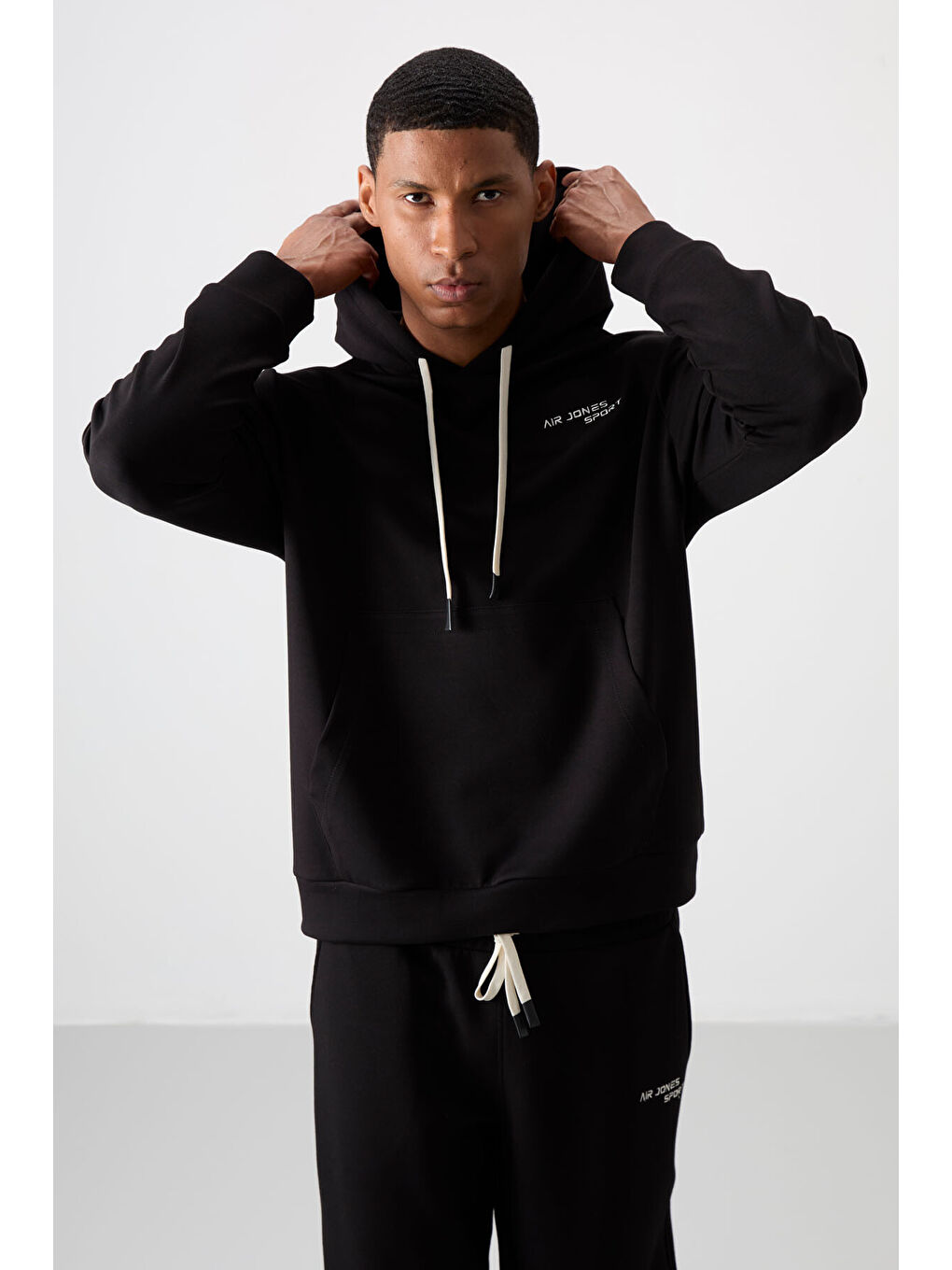 Lila Pamuklu Kalın Yumuşak Dokulu Comfort Fit Nakışlı Erkek Eşofman Takım - 85255-1