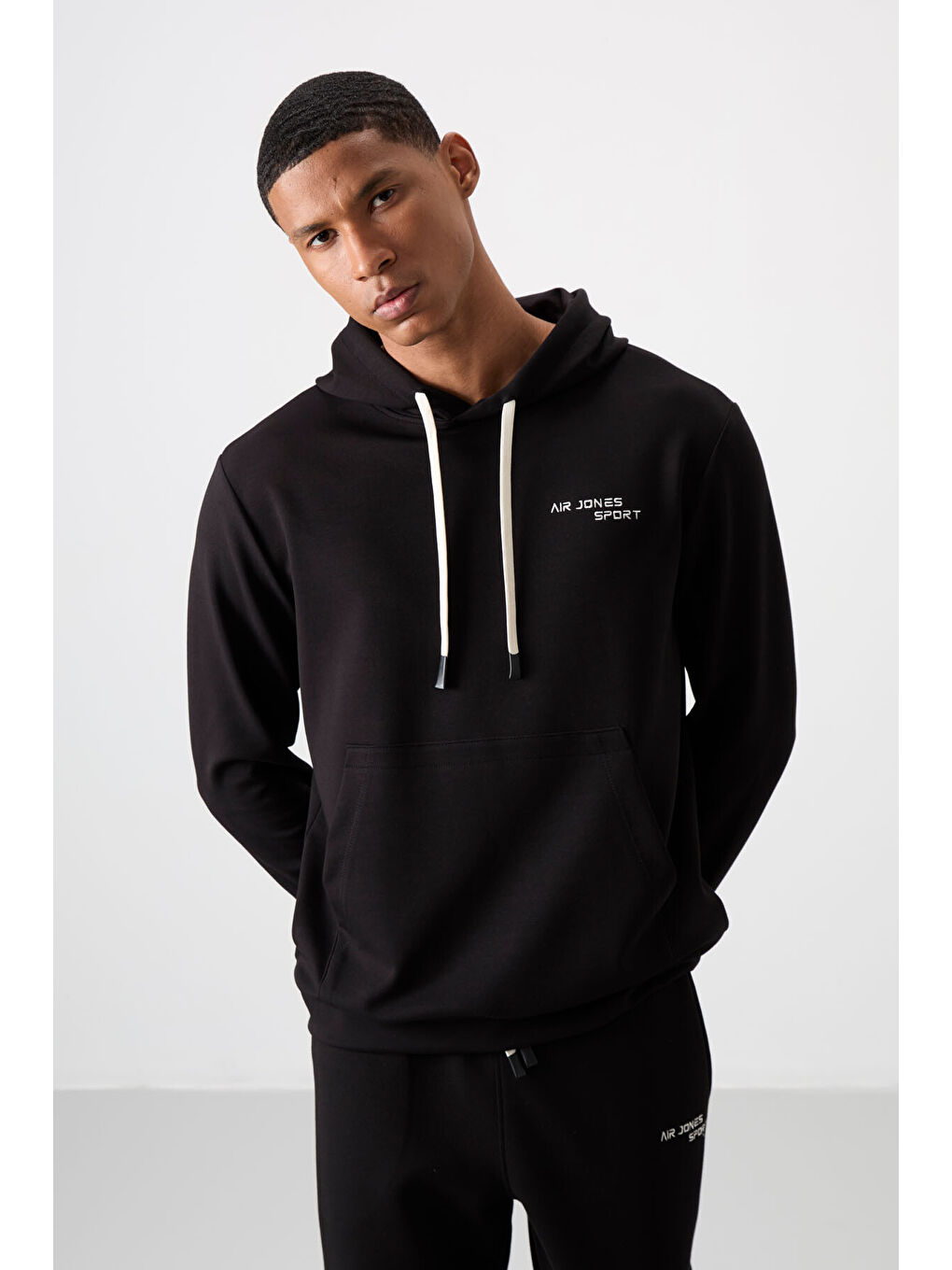 Lila Pamuklu Kalın Yumuşak Dokulu Comfort Fit Nakışlı Erkek Eşofman Takım - 85255-3