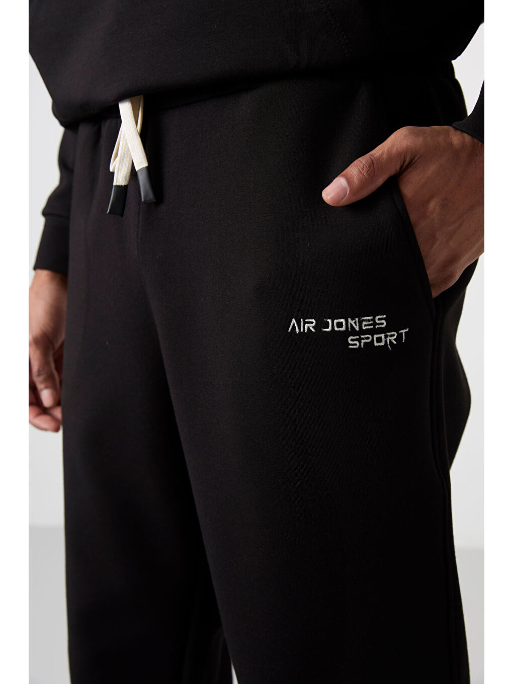 Lila Pamuklu Kalın Yumuşak Dokulu Comfort Fit Nakışlı Erkek Eşofman Takım - 85255-4