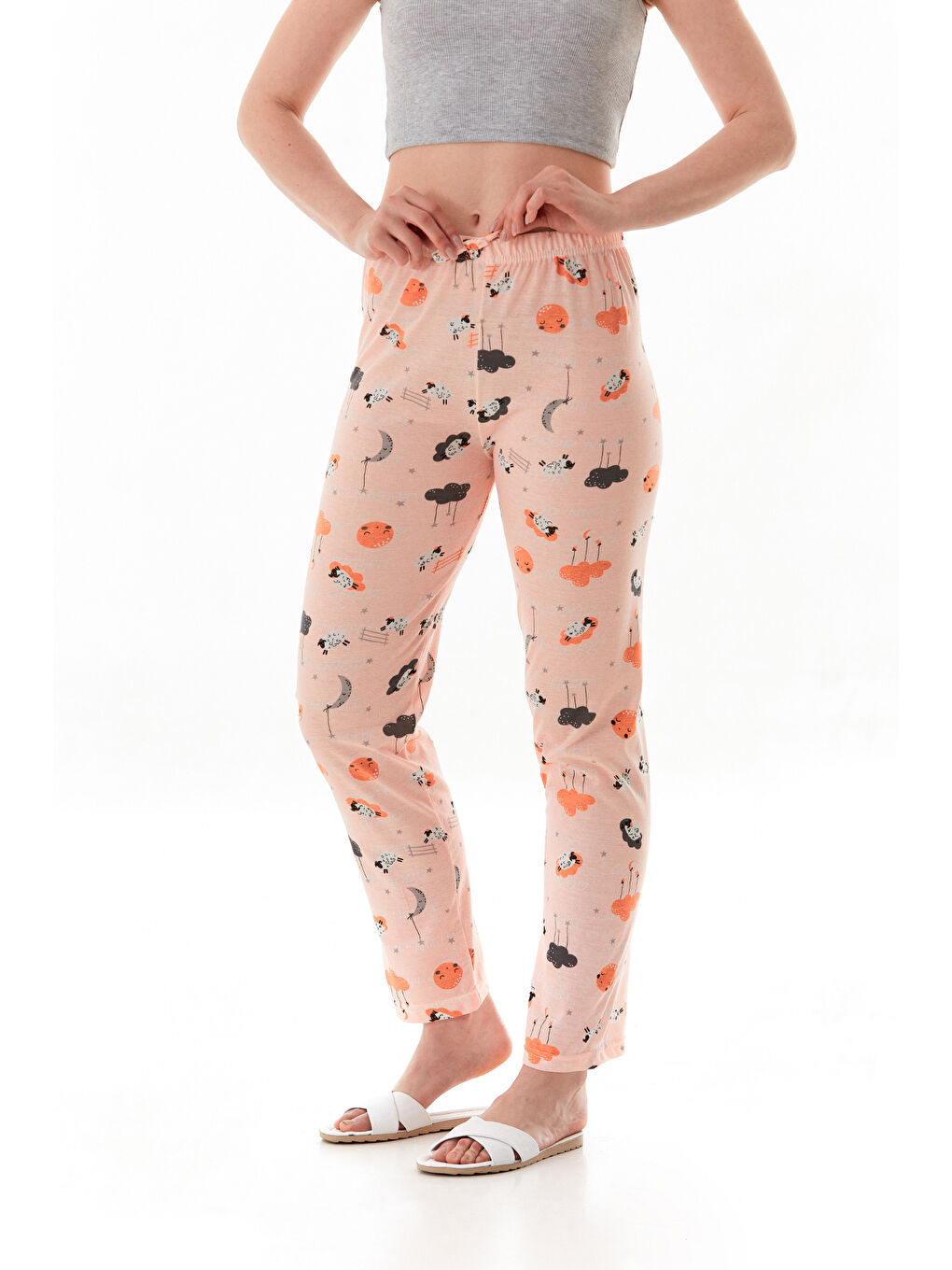 Pembe Çiçek Baskılı Pijama Altı-2