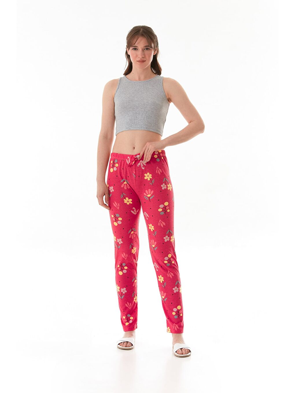 Fuşya Limon Baskılı Pijama Altı-1