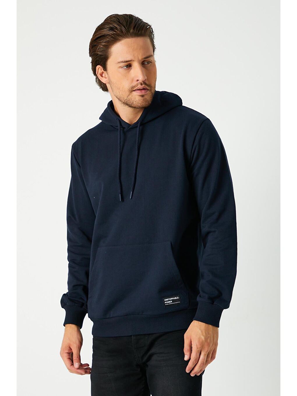 MMETALIC Lacivert  Kapüşonlu Kanguru Cepli Erkek Hoodie - 2