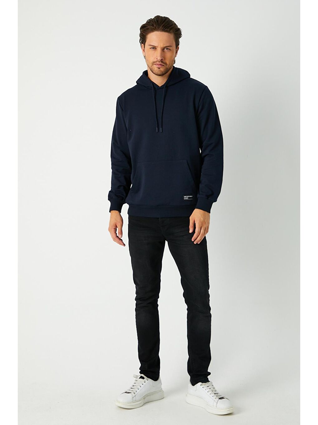 MMETALIC Lacivert  Kapüşonlu Kanguru Cepli Erkek Hoodie - 3