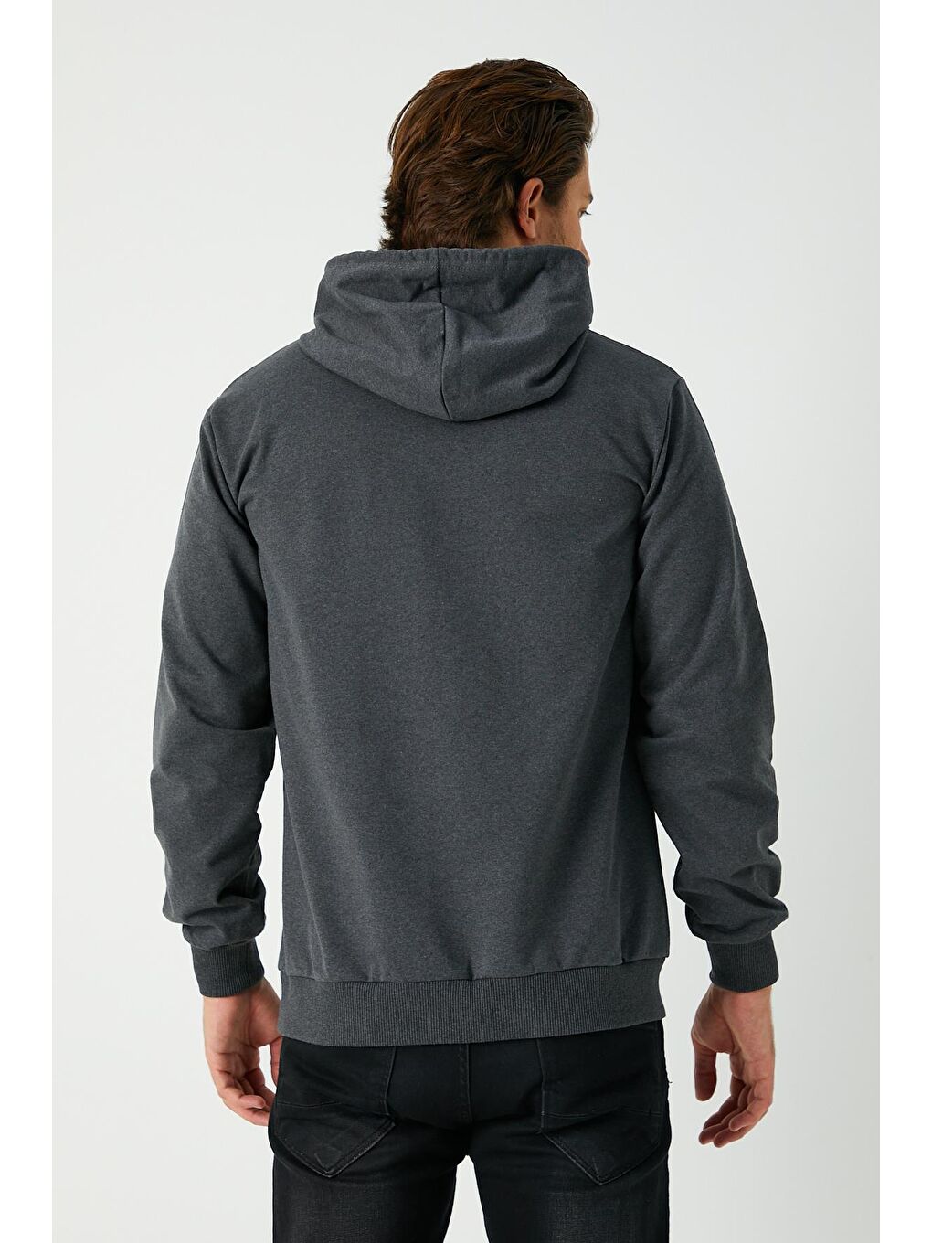 MMETALIC Antrasit  Kapüşonlu Kanguru Cepli Erkek Hoodie - 5