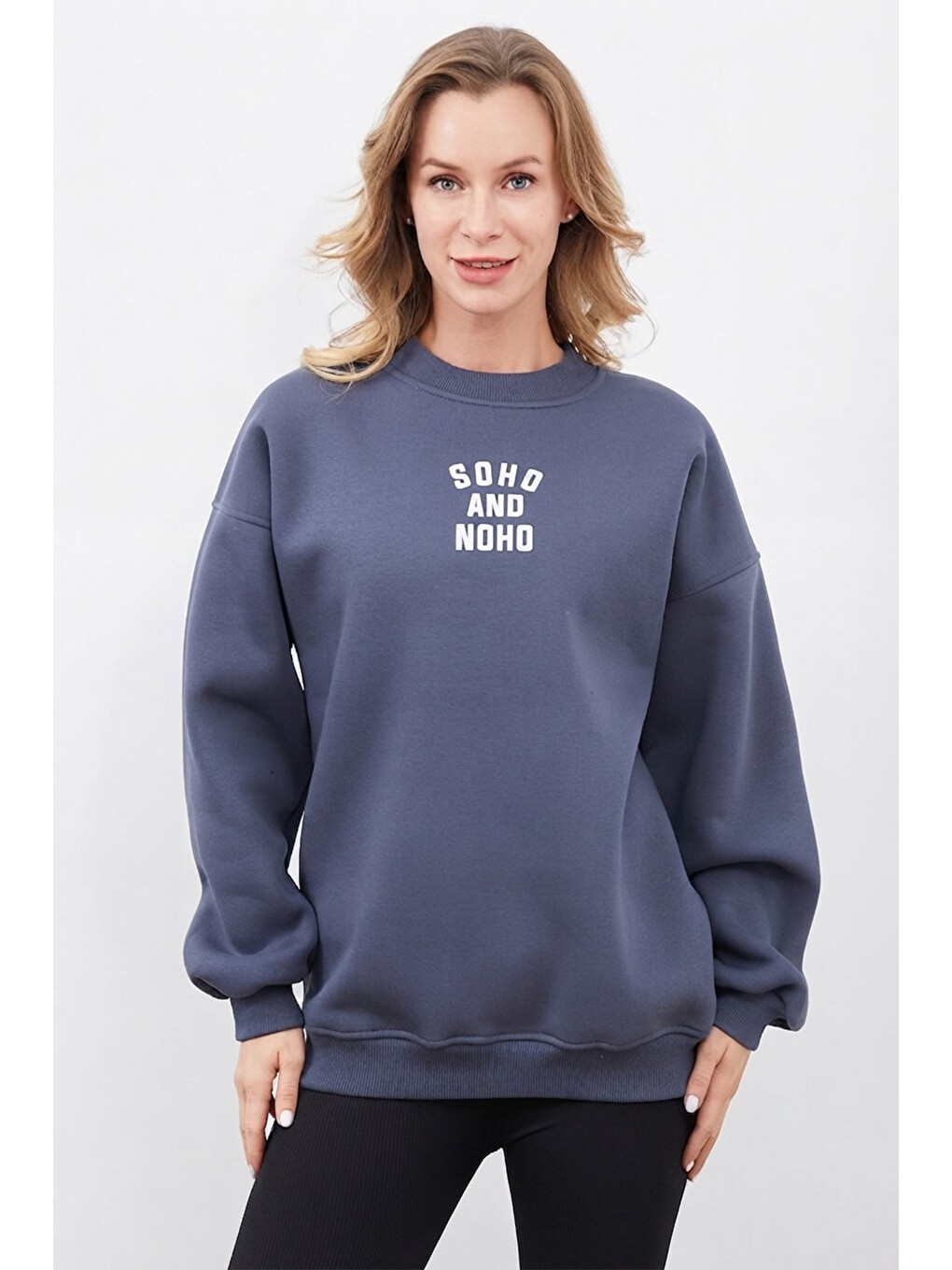 Gri Soho And Noho Baskılı Sweatshirt