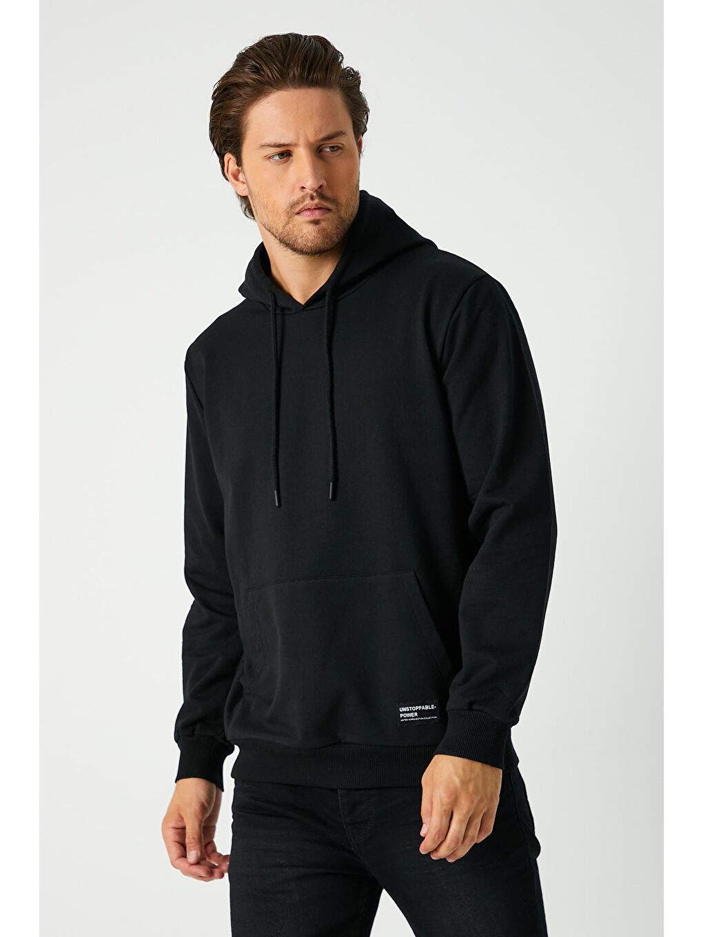 MMETALIC Siyah  Kapüşonlu Kanguru Cepli Erkek Hoodie