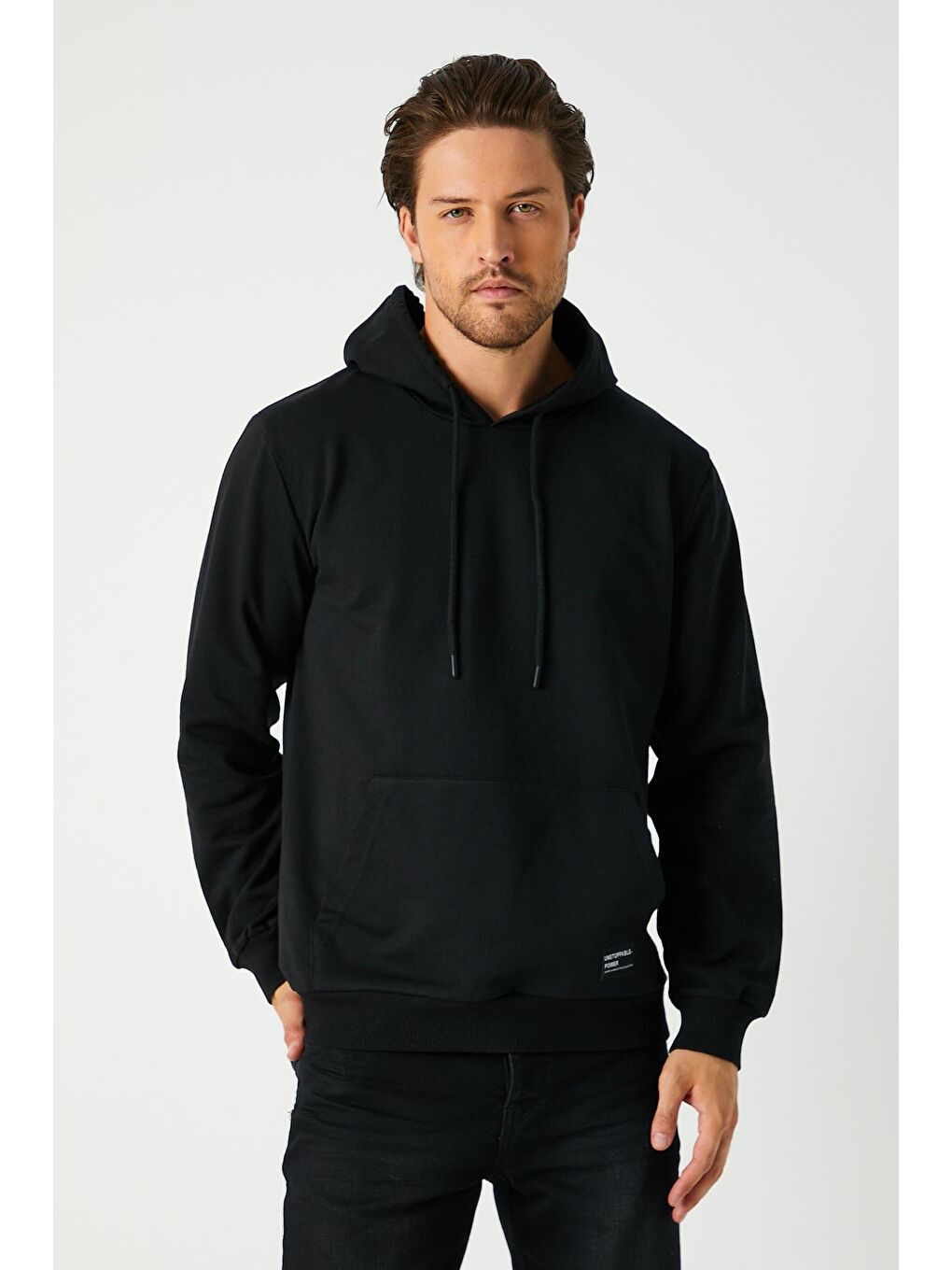 MMETALIC Siyah  Kapüşonlu Kanguru Cepli Erkek Hoodie - 1