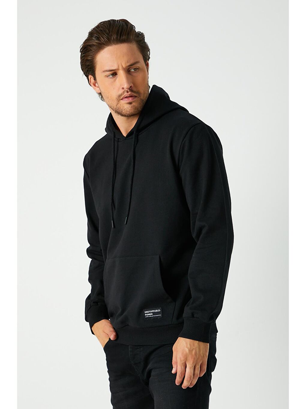 MMETALIC Siyah  Kapüşonlu Kanguru Cepli Erkek Hoodie - 2