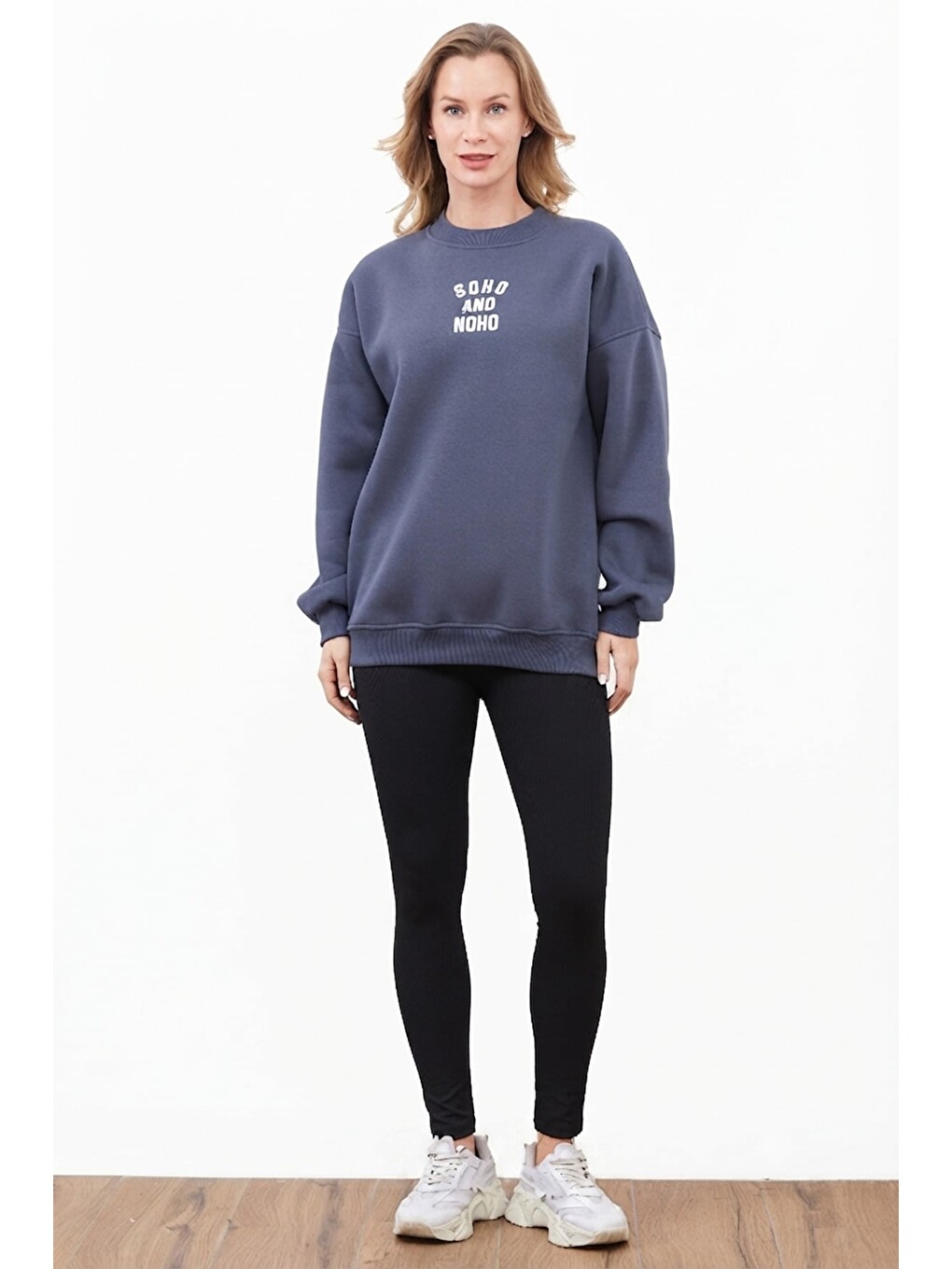 Gri Soho And Noho Baskılı Sweatshirt-1