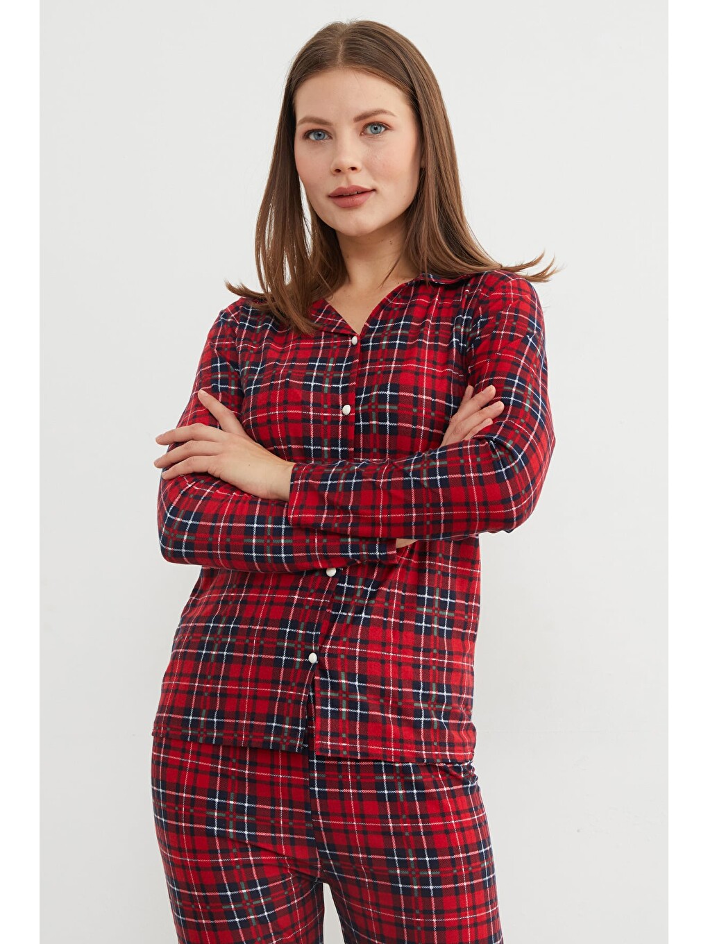 Bordo Çizgili Süet Pijama Takımı-4