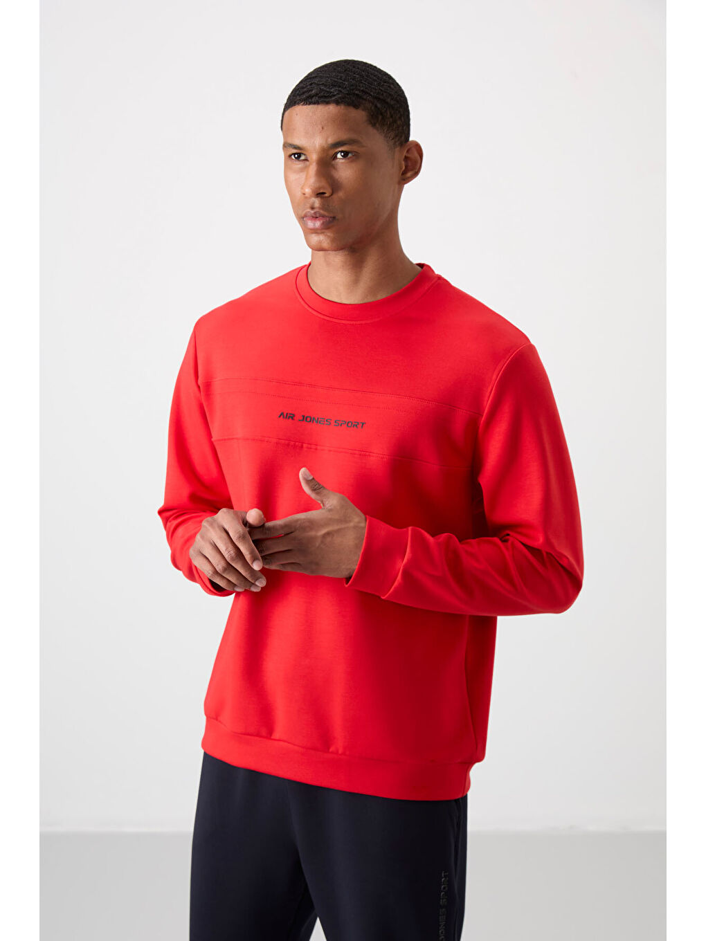 Kırmızı Pamuklu Kalın Yumuşak Dokulu Comfort Fit Baskılı Erkek Eşofman Takım - 85253-1