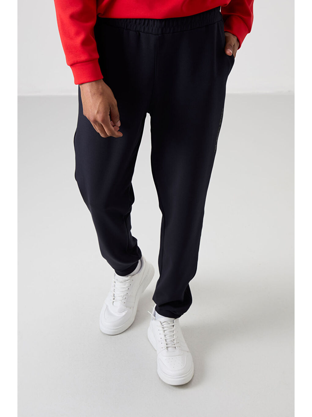 Kırmızı Pamuklu Kalın Yumuşak Dokulu Comfort Fit Baskılı Erkek Eşofman Takım - 85253-2