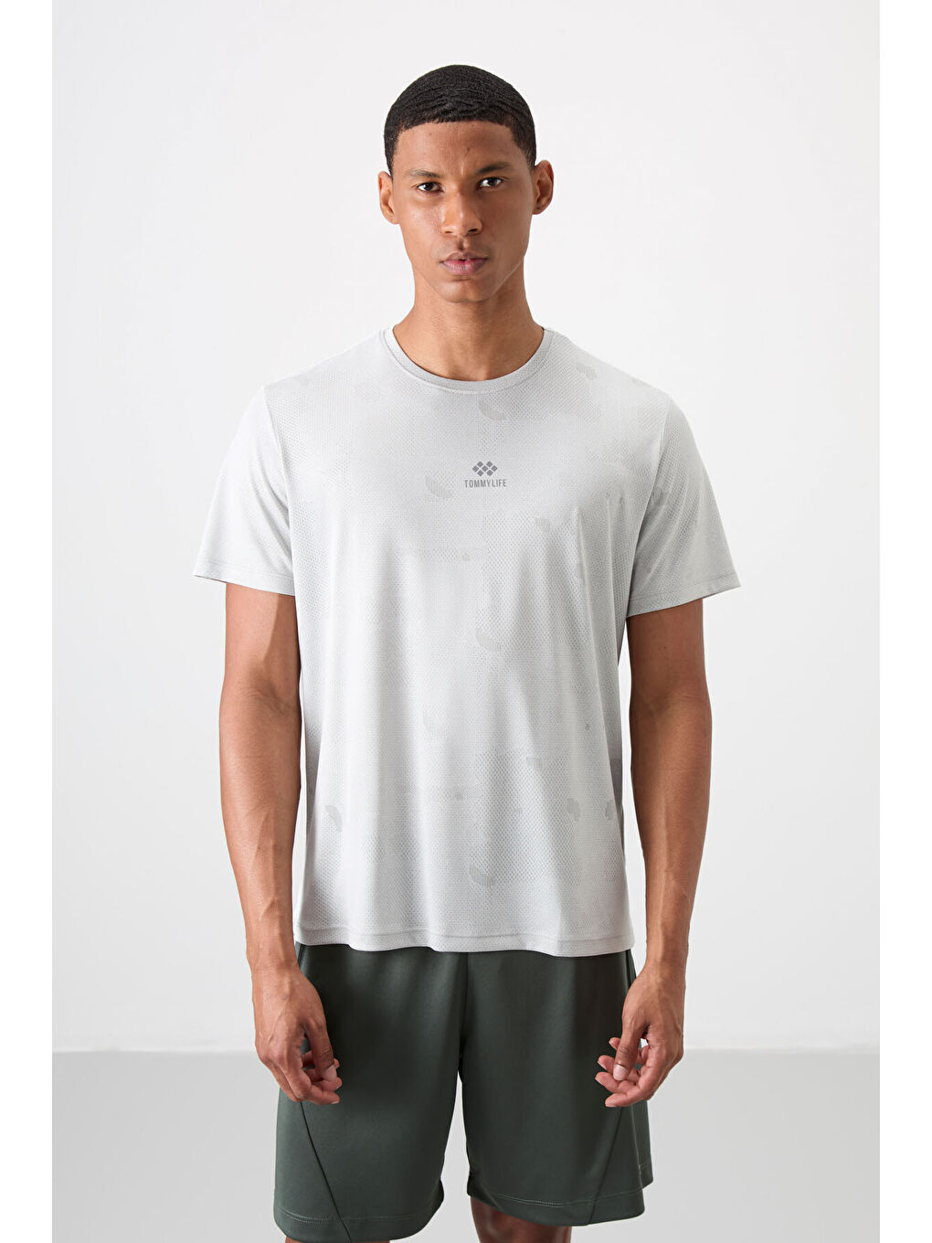 Bej Taş Polyester Nefes Alan Jakarlı İnce Esnek Standart Fit Erkek Performans Tişört - 88397