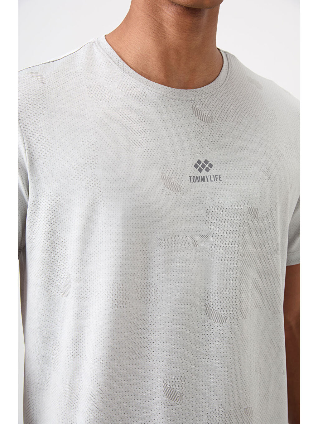 Bej Taş Polyester Nefes Alan Jakarlı İnce Esnek Standart Fit Erkek Performans Tişört - 88397-2