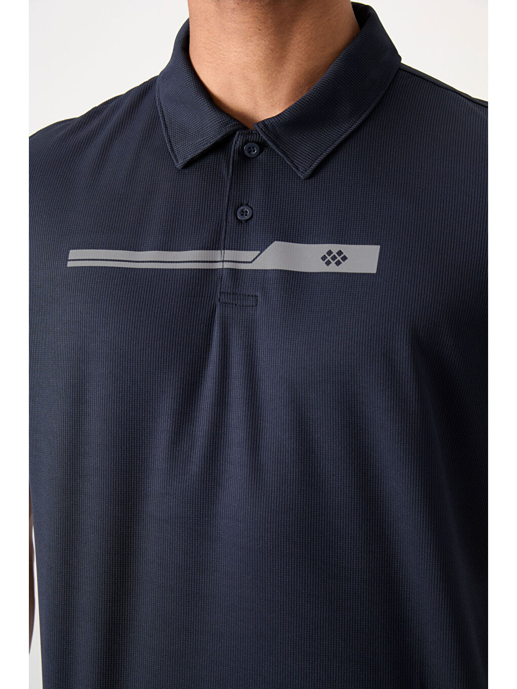 Lacivert Polyester Nefes Alan Dokulu İnce Esnek Standart Fit Polo Yaka Erkek Performans Tişört - 8-2