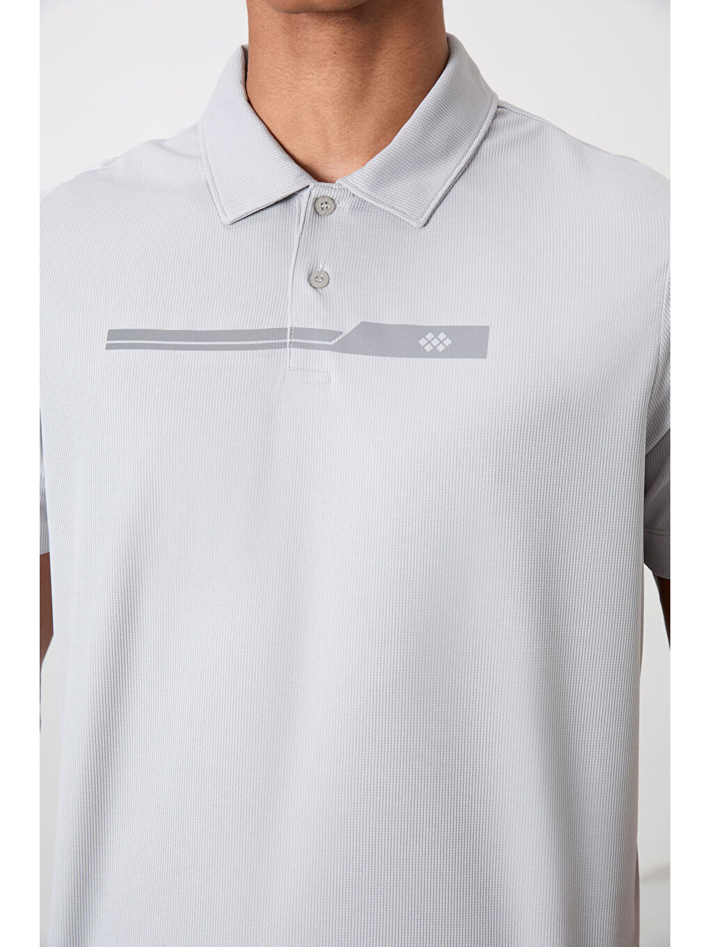 Gri Polyester Nefes Alan Dokulu İnce Esnek Standart Fit Polo Yaka Erkek Performans Tişört - 88393-2