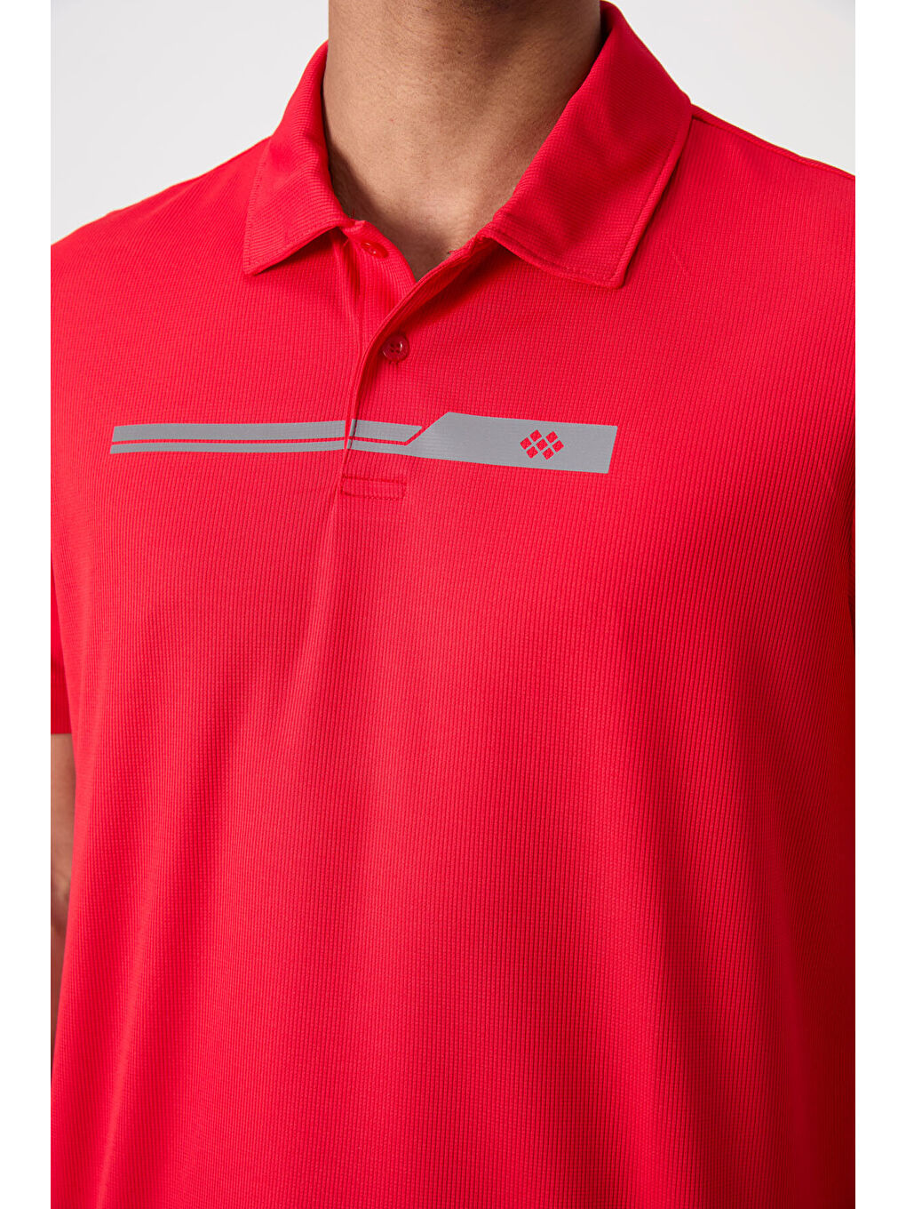 Kırmızı Polyester Nefes Alan Dokulu İnce Esnek Standart Fit Polo Yaka Erkek Performans Tişört - 88-2