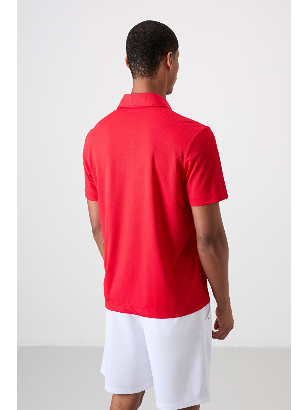 Kırmızı Polyester Nefes Alan Dokulu İnce Esnek Standart Fit Polo Yaka Erkek Performans Tişört - 88-4