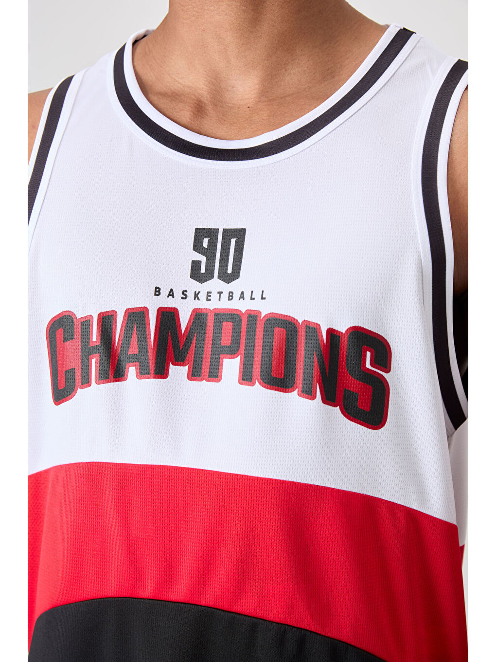 Siyah Polyester Nefes Alan Dokulu İnce Esnek Standart Fit Erkek Basketbol Kolsuz Tişört - 88395-2