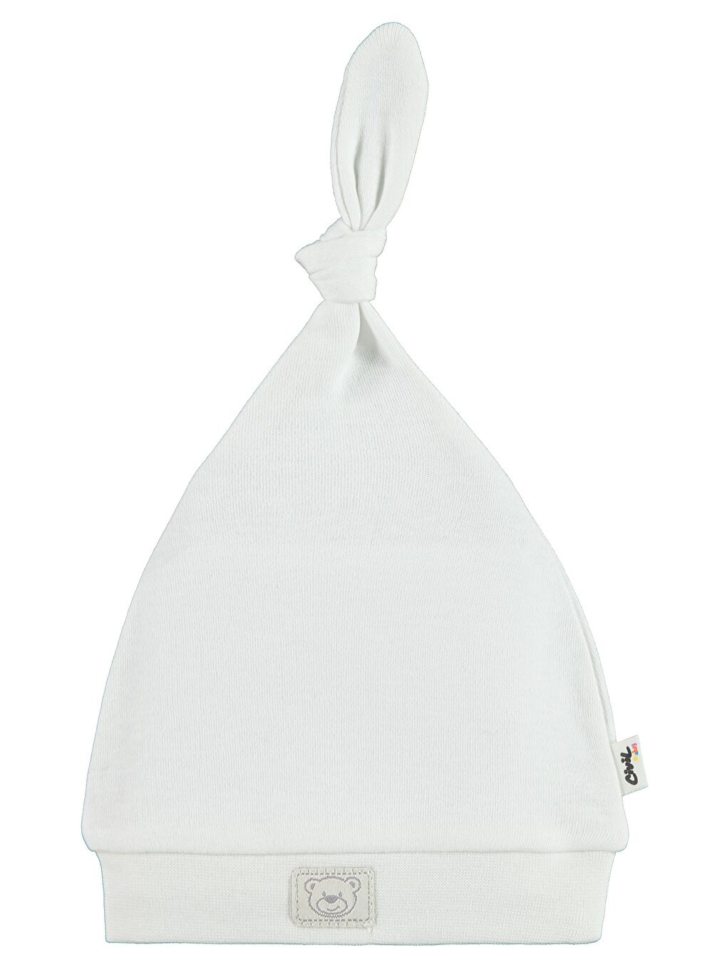 Baby Ayıcık Kafası Tepeden Bağlamalı Unisex Bere - Beyaz