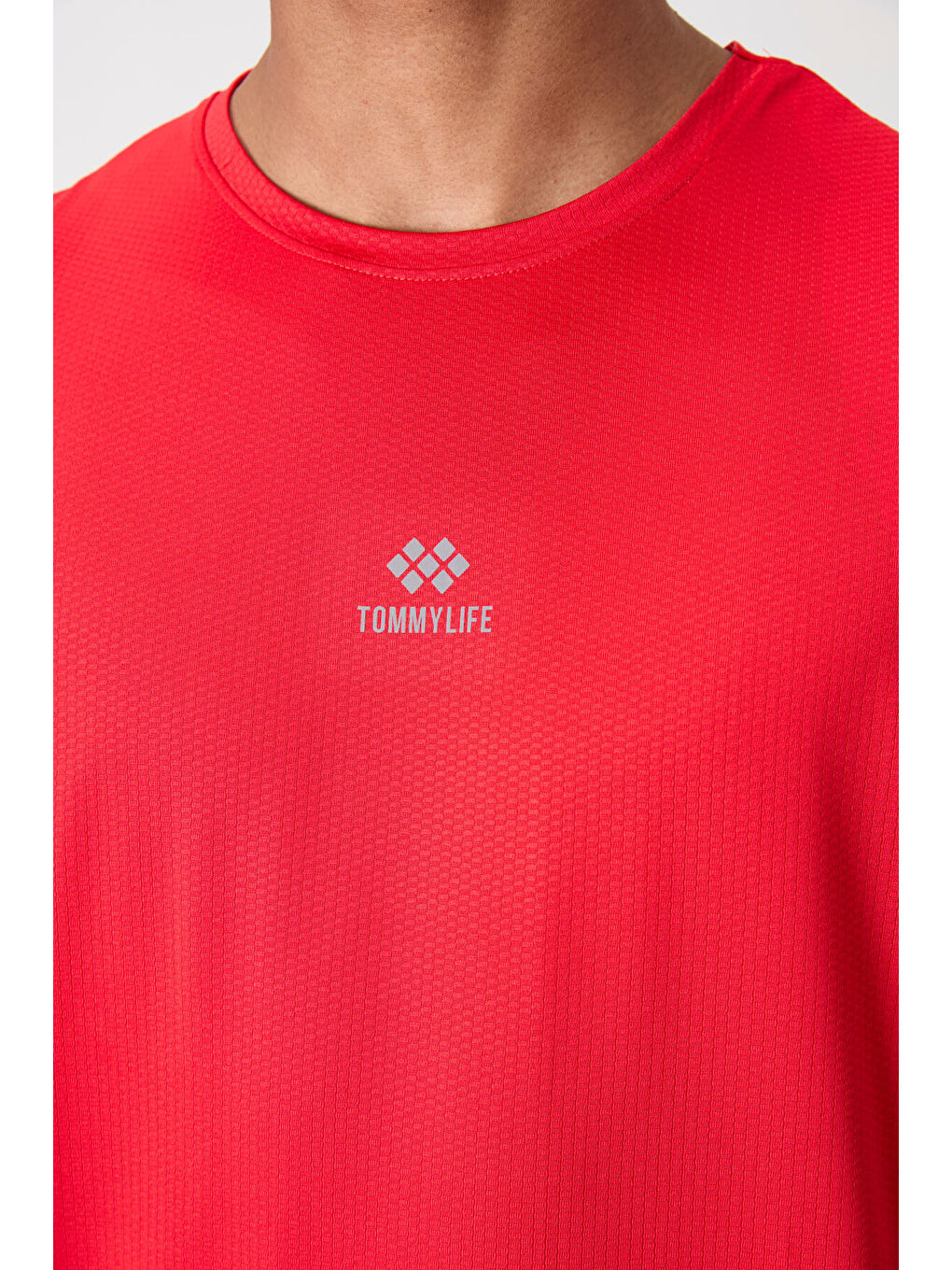 Kırmızı Polyester Nefes Alan Dokulu İnce Esnek Standart Fit Erkek Performans Tişört - 88387-1