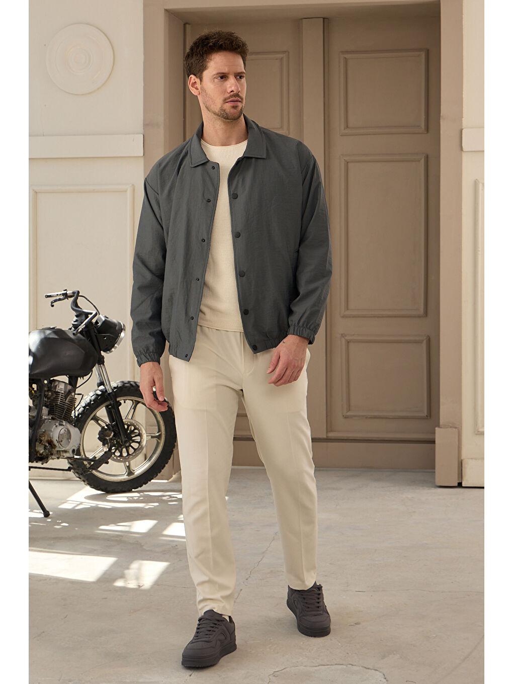 Antrasit Erkek Paraşüt Mont Ceket-1