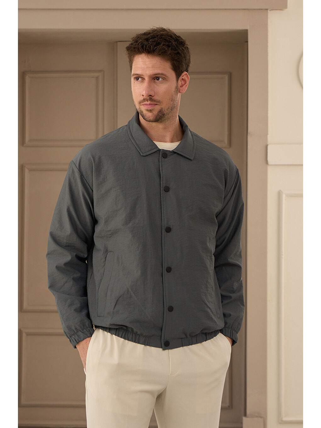 Antrasit Erkek Paraşüt Mont Ceket-2