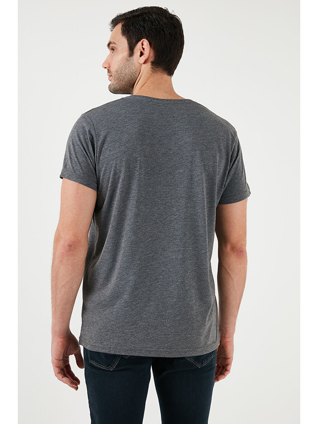 Antrasit Baskılı Bisiklet Yaka Pamuklu Slim Fit Tişört 541DPRTMNT24-6