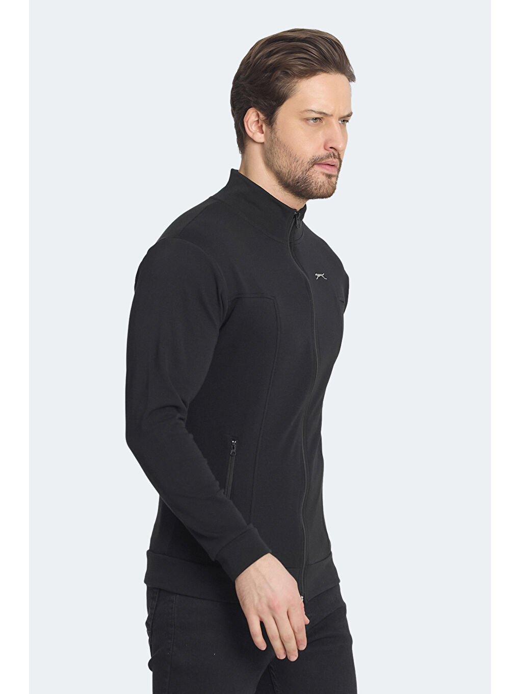 KAGISONA Erkek Fermuarlı Sweatshirt Hırka Siyah-3