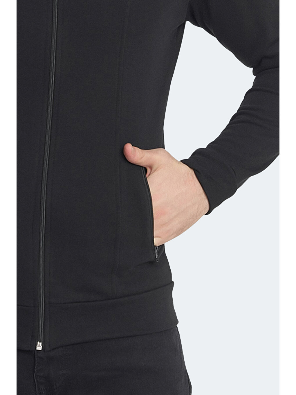 KAGISONA Erkek Fermuarlı Sweatshirt Hırka Siyah-6
