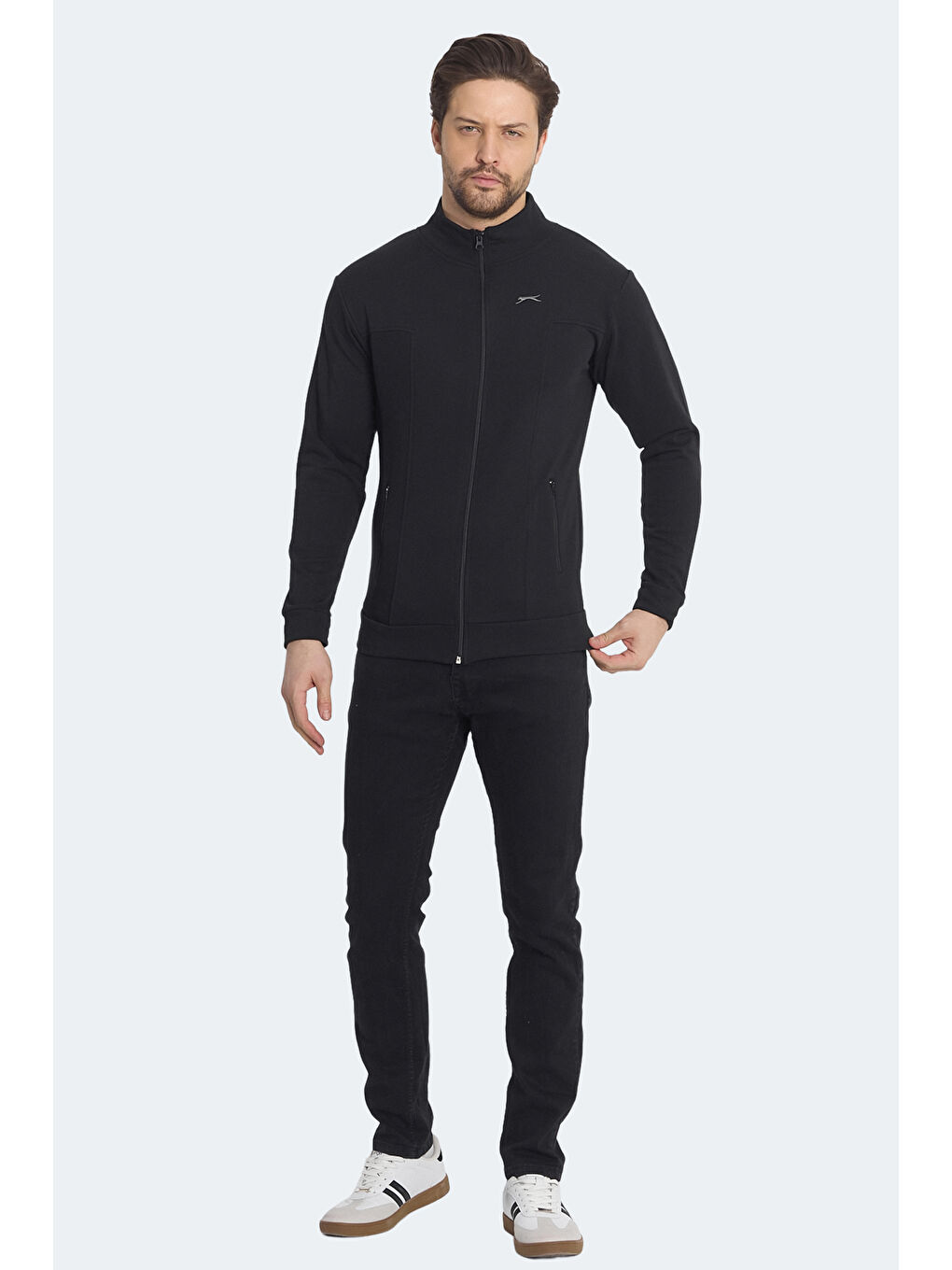 KAGISONA Erkek Fermuarlı Sweatshirt Hırka Siyah-7