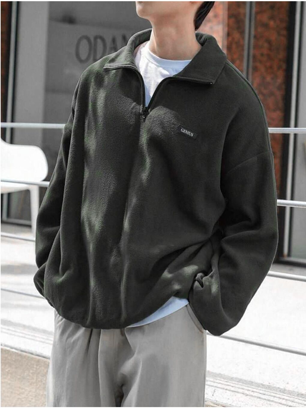 Haki Erkek Polar Oversize Sweatshirt