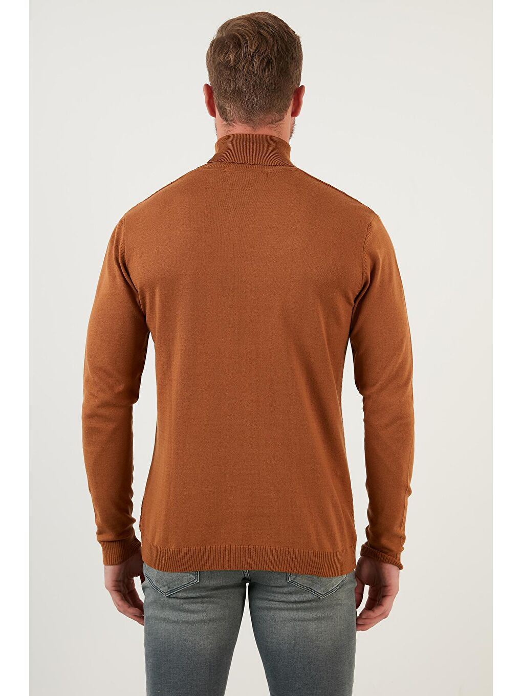 Kahverengi Regular Fit Balıkçı Yaka Pamuklu Triko Kazak 6353462-4