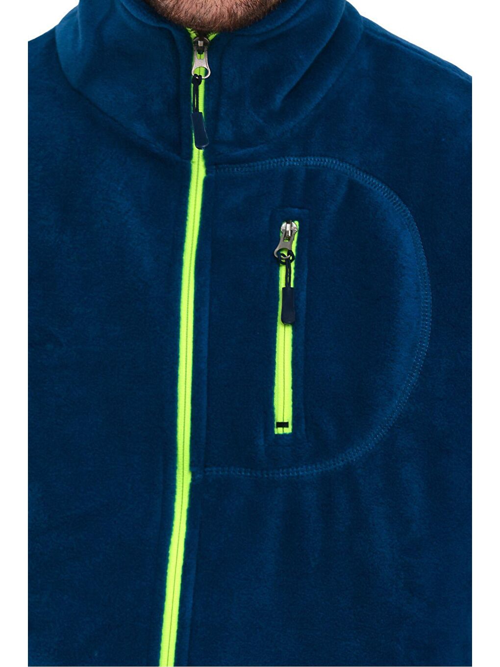 Genius Store Mavi Erkek Polar Tam Fermuarlı 3 Cepli Outdoor Polar Ceket - 4