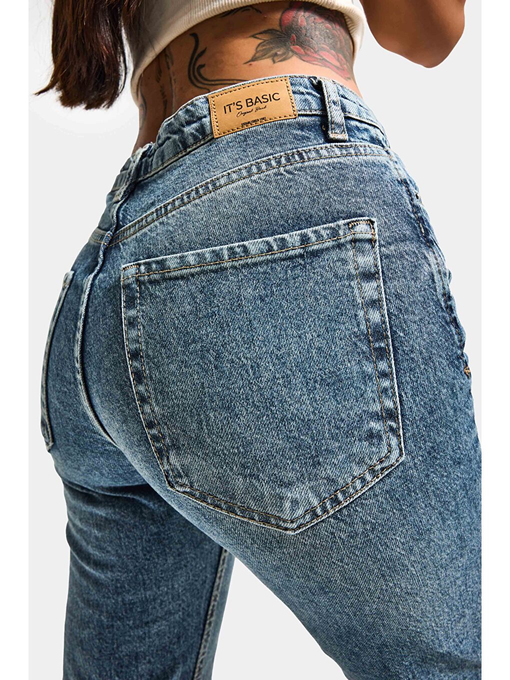 Mavi Kadın Jean Rengi 4w5-32 Düşük Bel Straight Fit %100 Pamuk Denim Jean-1