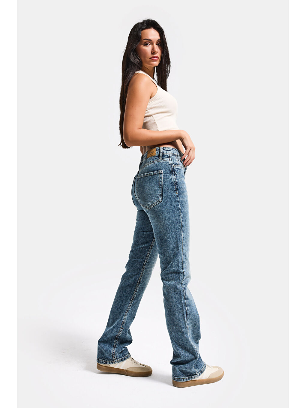 Mavi Kadın Jean Rengi 4w5-32 Düşük Bel Straight Fit %100 Pamuk Denim Jean-4
