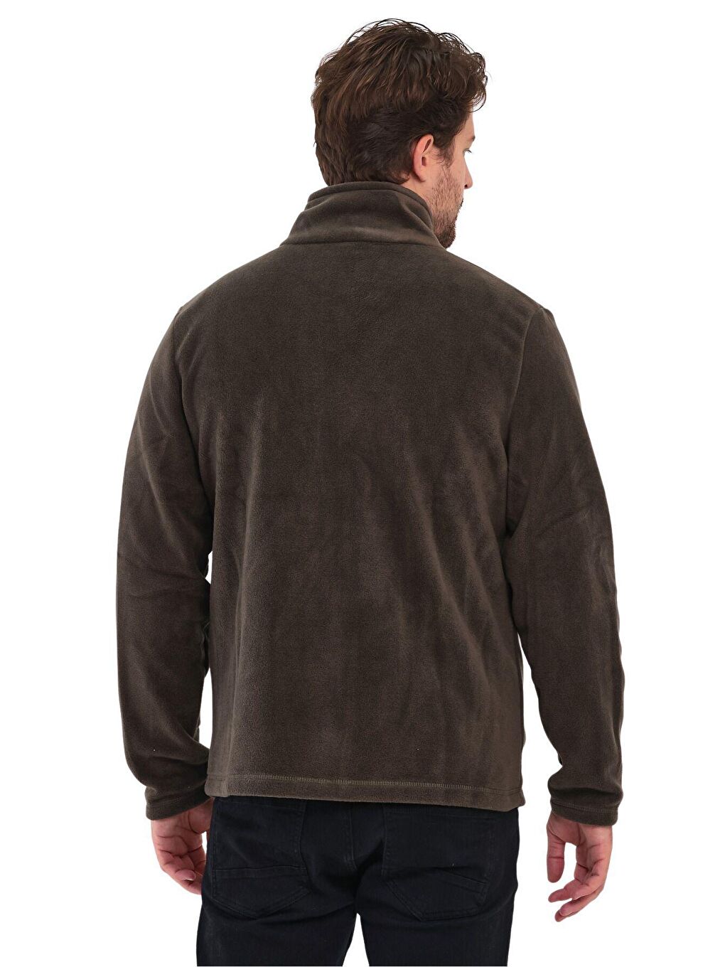 Haki Erkek Polar Tam Fermuarlı 3 Cepli Outdoor Polar Ceket-4