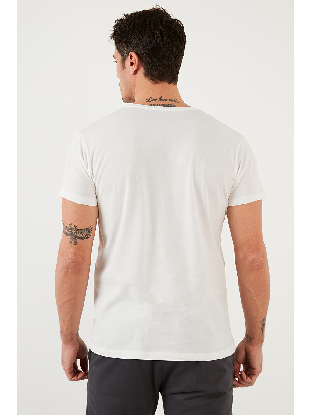 Beyaz Baskılı Bisiklet Yaka Pamuklu Slim Fit Tişört 541DPRTMNT24-5