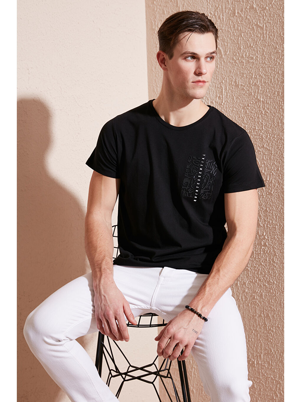 Buratti Siyah Bisiklet Yaka % 100 Pamuk Slim Fit Tişört