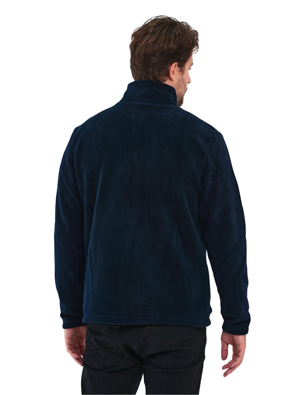 Lacivert Erkek Polar Tam Fermuarlı 3 Cepli Outdoor Polar Ceket-4