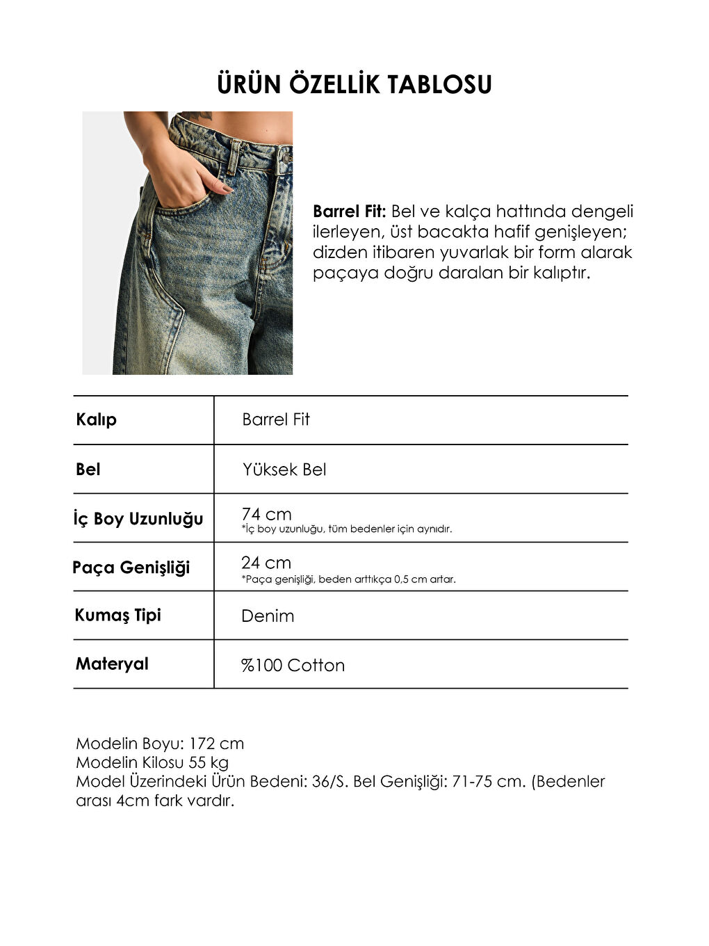 Mavi Kadın T.Kot Rengi 4w5-85 Barrel Fit Cep Detaylı %100 Pamuk Tasarım Denim Jean-4