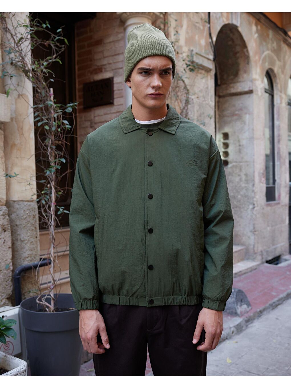 Erkek Paraşüt Mont Ceket Haki-2