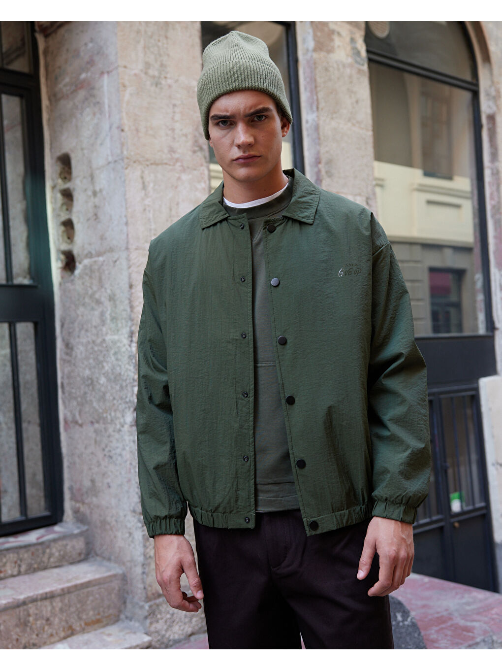 Haki Erkek Paraşüt Mont Ceket-1