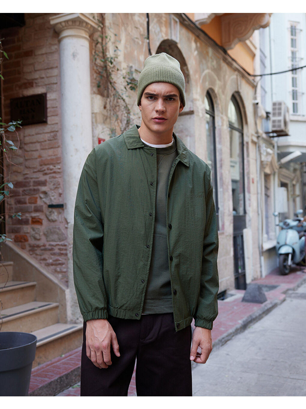 Haki Erkek Paraşüt Mont Ceket-2