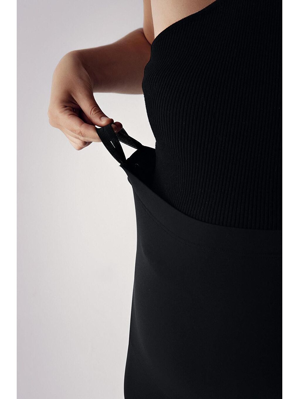 Siyah Ayarlanabilir Bel Hamile Taytı T02-3