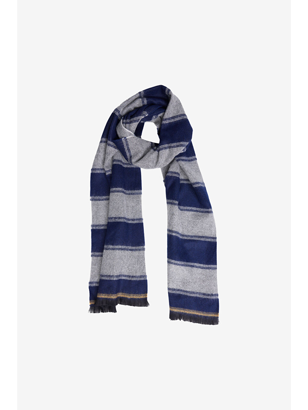 Erkek Lacivert-Gri Sıcak Tutan Desenli Triko Atkı