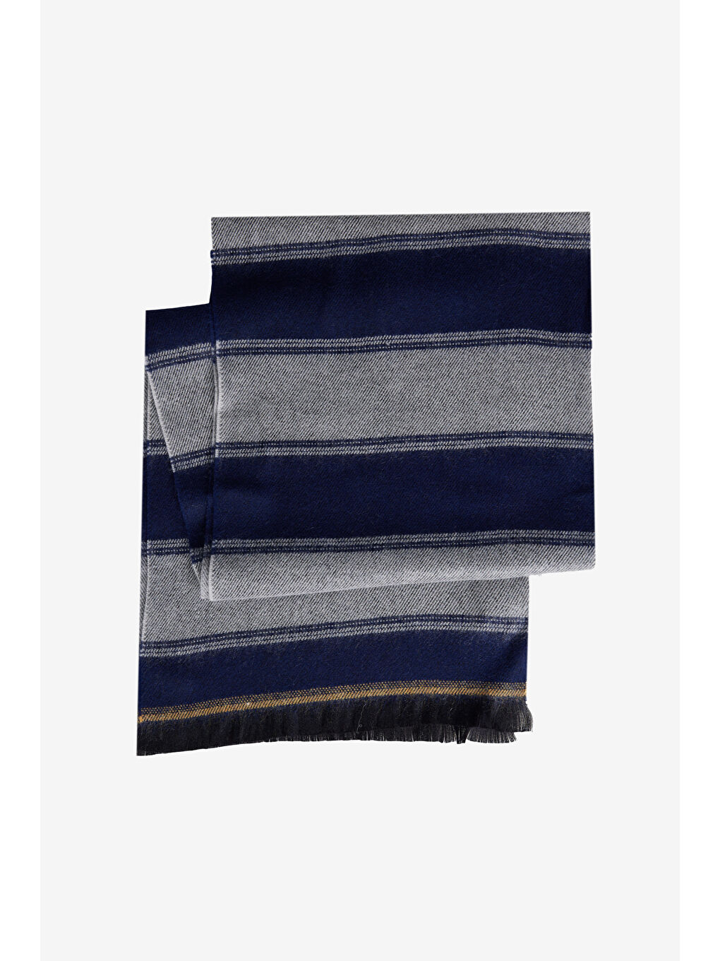 Erkek Lacivert-Gri Sıcak Tutan Desenli Triko Atkı-1