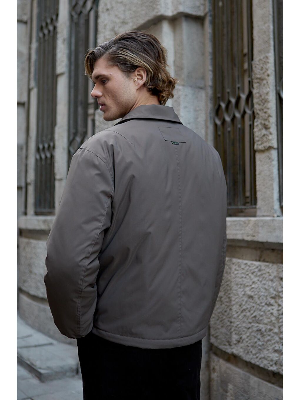 Bej Erkek Oversize Çıt Çıt Kapamalı Vizon Ceket Mont-7